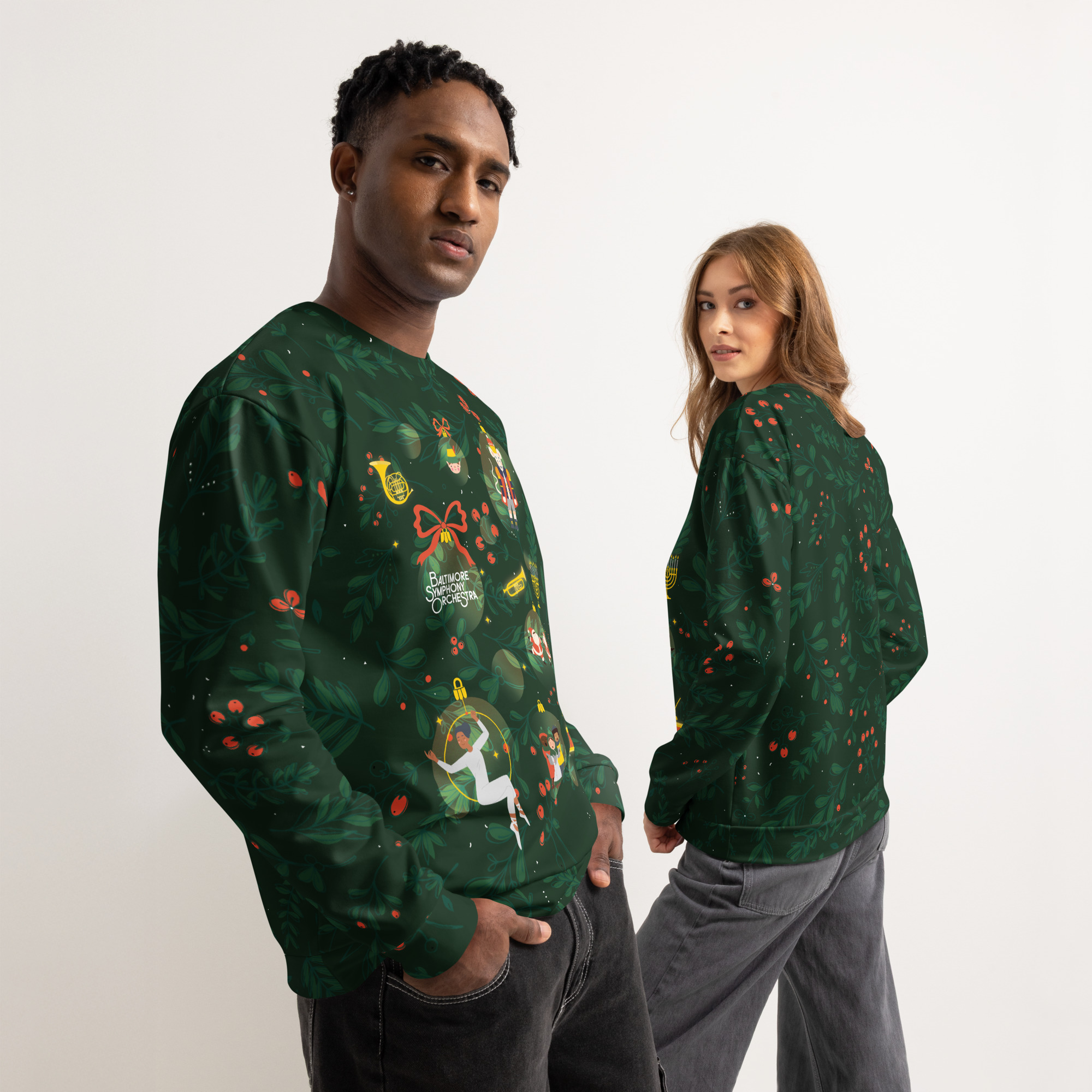 Holiday All-Over Print Crewneck | Baltimore Symphony Orchestra